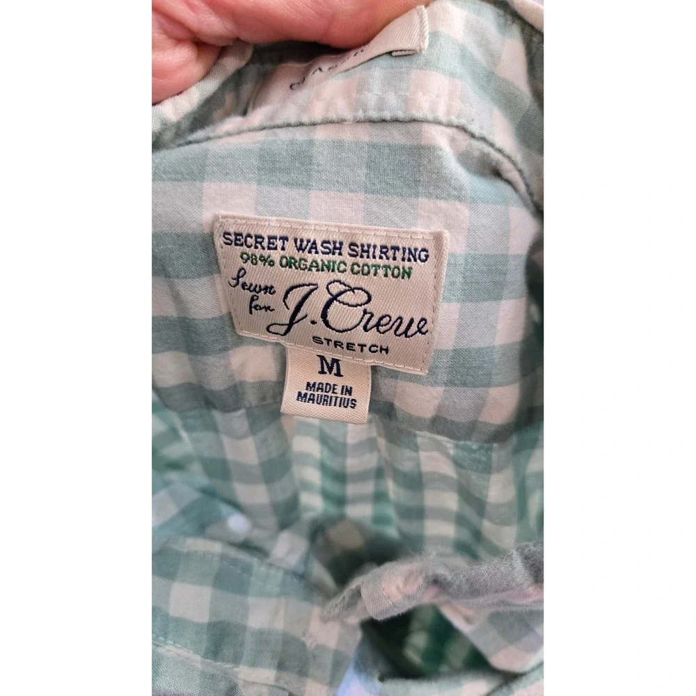 J Crew Secret Wash Shirt 98% Organic Cotton Gingham Button Up Top‎ M
